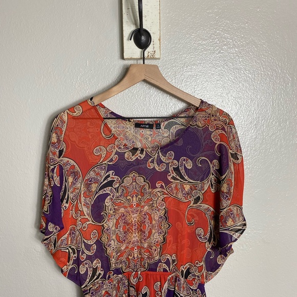 APT. 9 • Purple Orange Boho Aztec Printed Dress - Picture 2 of 9